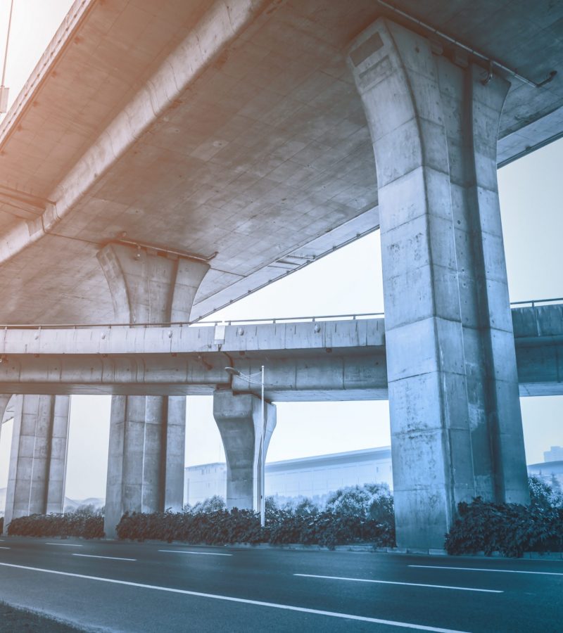 Below the viaduct of the city