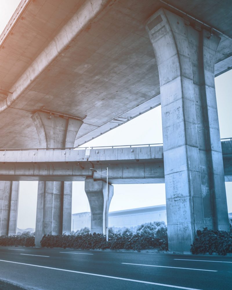 Below the viaduct of the city