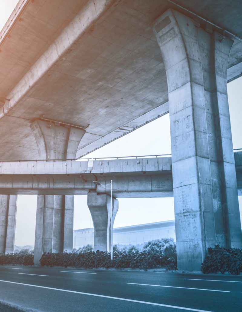 Below the viaduct of the city